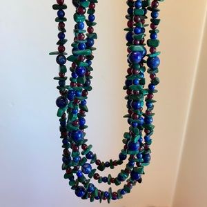 Jay King bead/chip 4 strand waterfall necklace